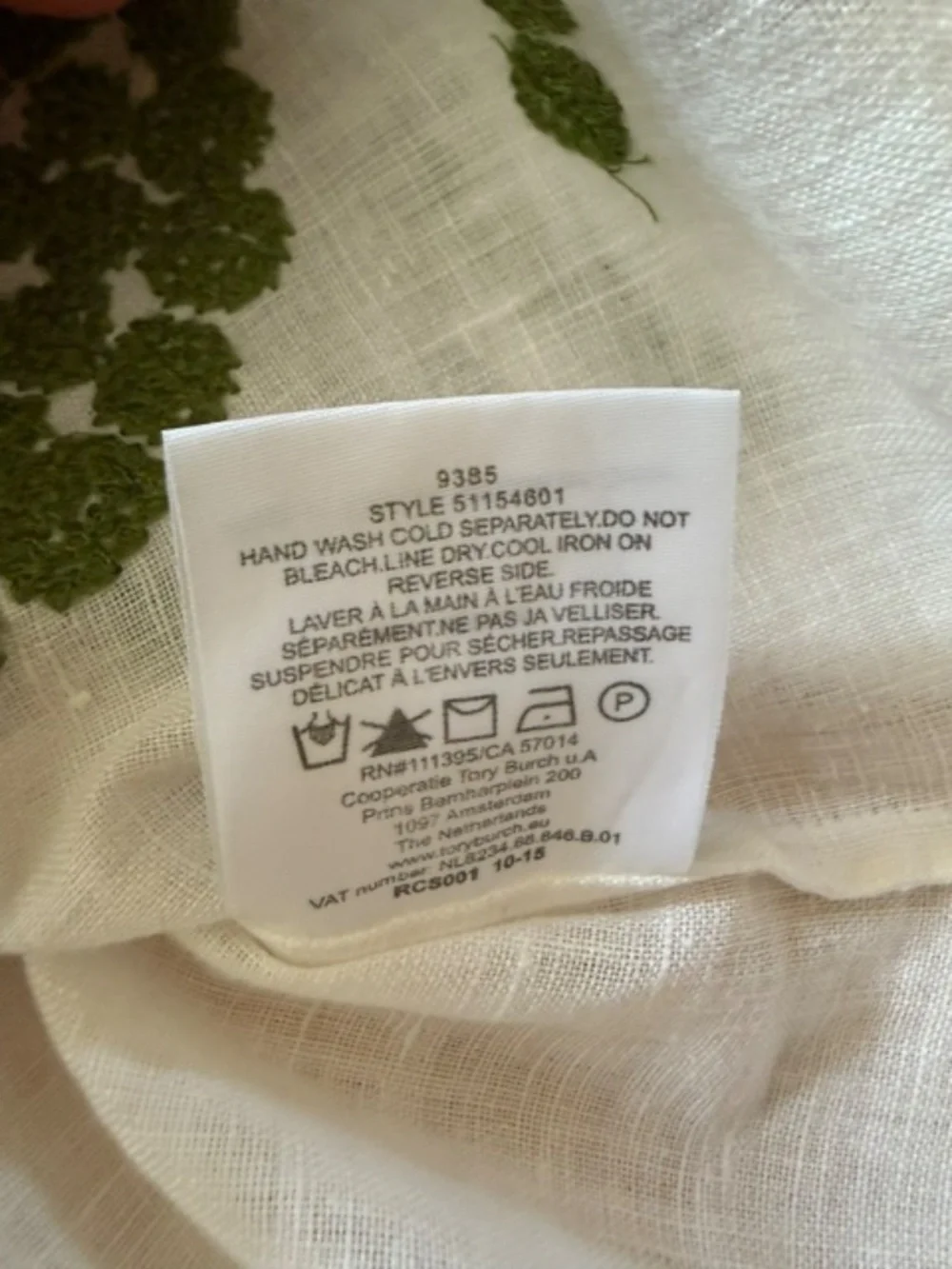 Tory Burch Wisteria Embroidered Linen Tunic Swim Coverup Size Large